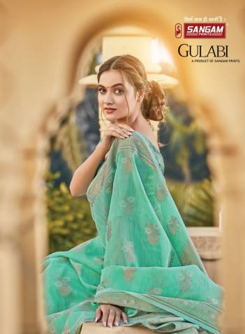 Gulabi by Sangam Print Cotton Linen Saree Collection Wholesaler in Surat